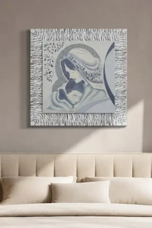 Capezzale in rilievo classico con cornice oro e decori materici glitterati 70x70 Direttamente Dal Produttore