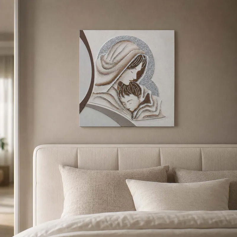 Super Prezzo Capezzale classico quadro per camera da letto con la maternità glitterato 35x35
