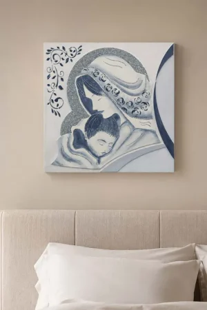 Capezzale classico quadro per camera da letto con la maternità glitterato 35x35 Spedito Oggi