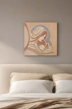 Capezzale classico quadro per camera da letto con la maternità glitterato 35x35 Nuovo Arrivo