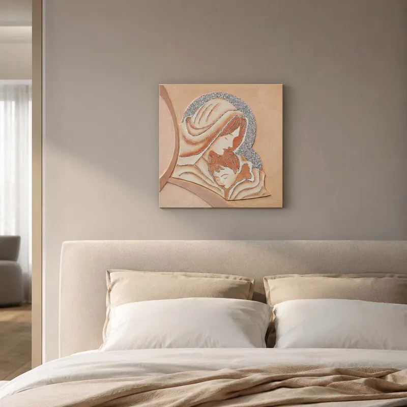 Capezzale classico quadro per camera da letto con la maternità glitterato 35x35 Nuovo Arrivo