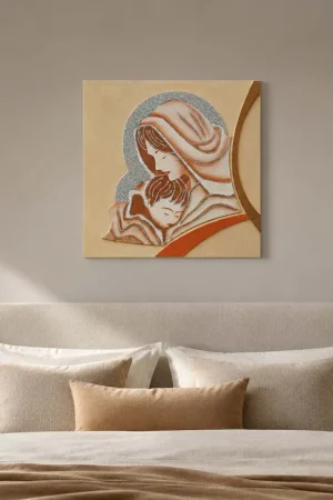 A Buon Prezzo Capezzale classico quadro per camera da letto con la maternità glitterato 35x35