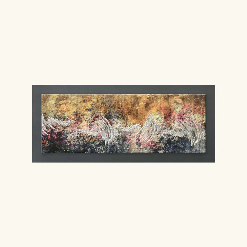Quadro moderno astratto tema in rilievo in legno dettagli in argento 155X65 Compra Oggi Stesso