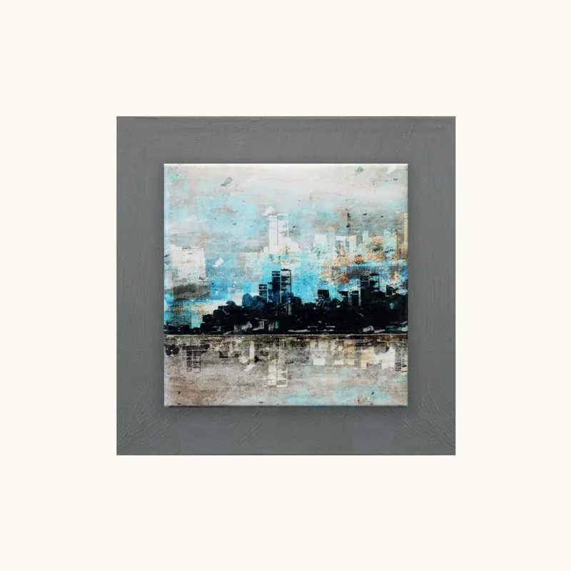Miglior Prezzo Quadretto in legno in rilievo astratto moderno con dettagli in argento 35x35