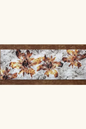 Affare Pannello in legno tema floreale in rilievo decori e dettagli in argento 155x65