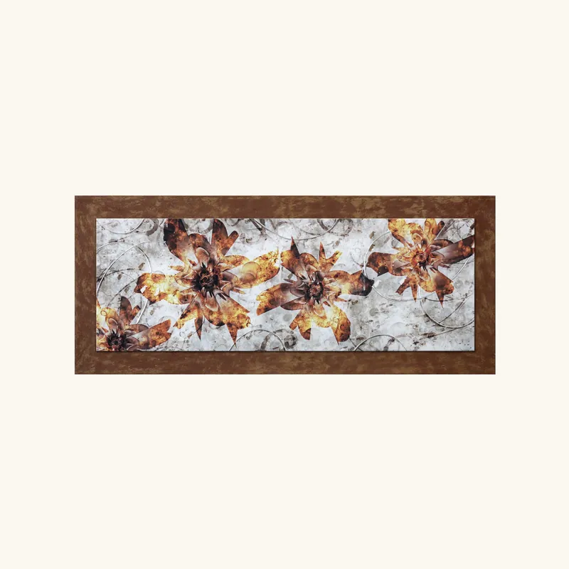 Affare Pannello in legno tema floreale in rilievo decori e dettagli in argento 155x65