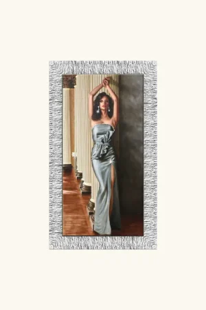 Stampa figurativa con cornice argento moderna glitter strass e brillanti 66x116 Offerta Lampo