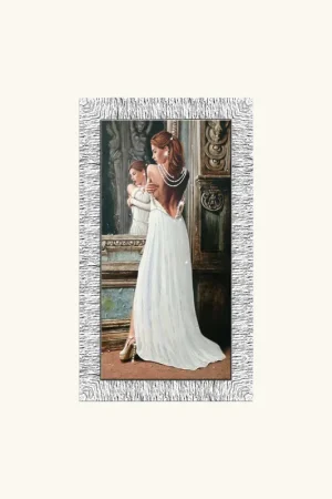 Stampa figurativa moderna con cornice argento glitter strass e brillanti 66x116 Bestseller
