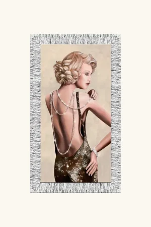 Stampa moderna cornice argento figurativa glitterato trass e brillanti 116x66 Vendita Finale