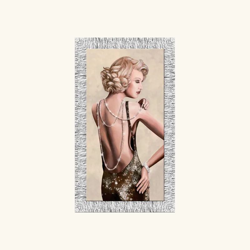 Stampa moderna cornice argento figurativa glitterato trass e brillanti 116x66 Vendita Finale