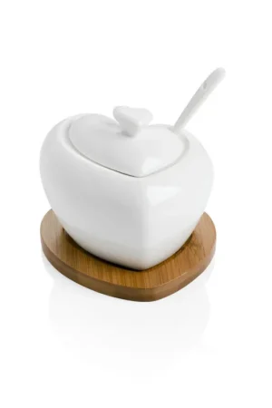 Super Prezzo Zuccheriera in porcellana con base in bamboo