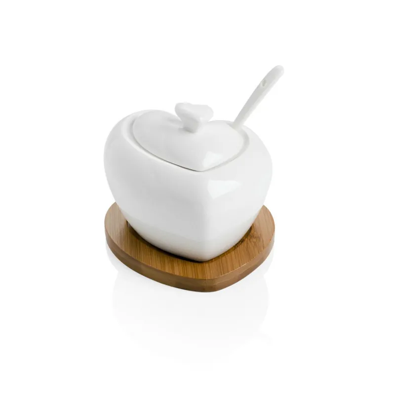 Super Prezzo Zuccheriera in porcellana con base in bamboo