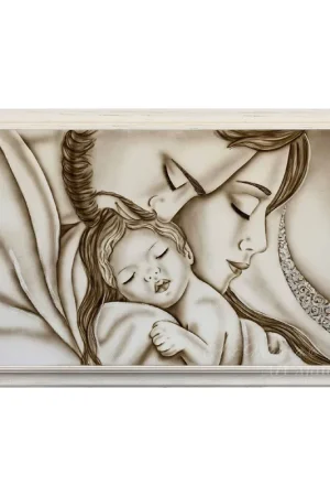 Capezzale moderno con sacra famiglia "Abbraccio Romantico" 110x65 Di Tendenza
