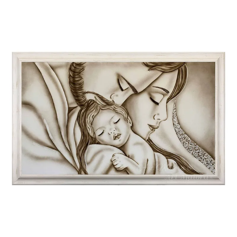 Capezzale moderno con sacra famiglia "Abbraccio Romantico" 110x65 Di Tendenza