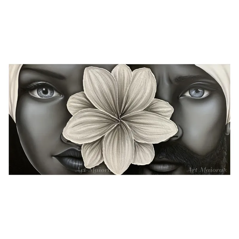 Set 2 pezzi quadri moderni con teste di moro "Bellezza" 80x80 Ultima Occasione