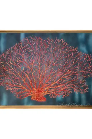 Acquista Ora Quadro moderno dipinto a mano su tela in cotone "Corallo" 120x80