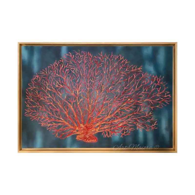 Acquista Ora Quadro moderno dipinto a mano su tela in cotone "Corallo" 120x80