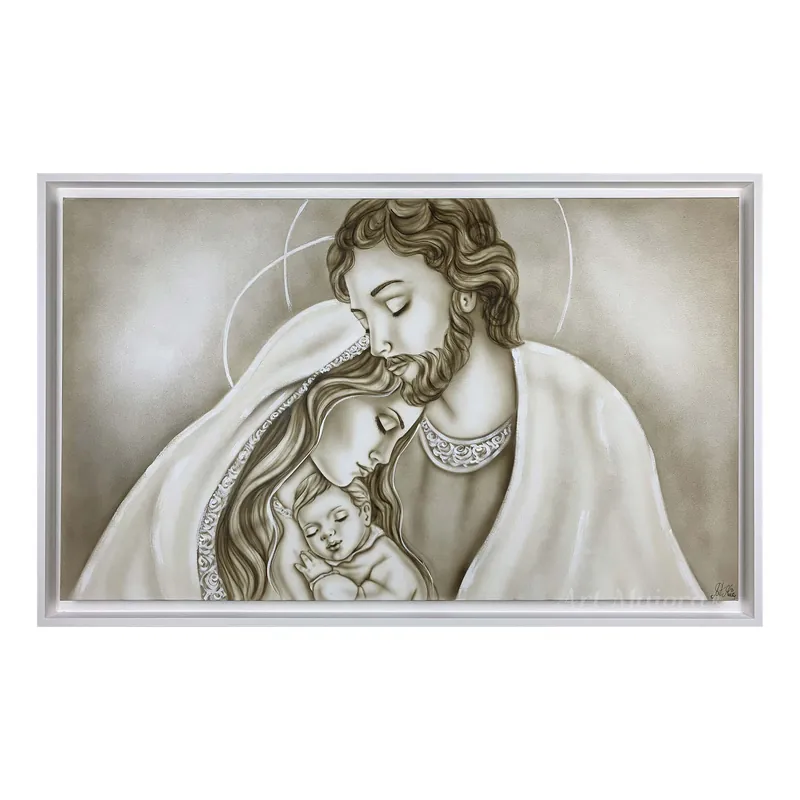 Ultimissimo Modello Capezzale moderno dipinto a mano su tela in cotone "Luce Sacra" 110x65