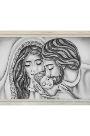 Ultima Occasione Capezzale moderno dipinto a mano su tela in cotone "Nido d‘Amore" 110x65