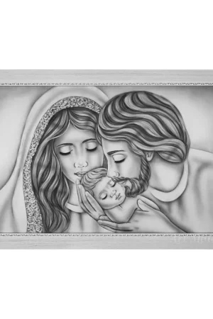Di Tendenza Capezzale sacra famiglia dipinta a mano su tela "Nido d‘Amore Romantico" 110x65