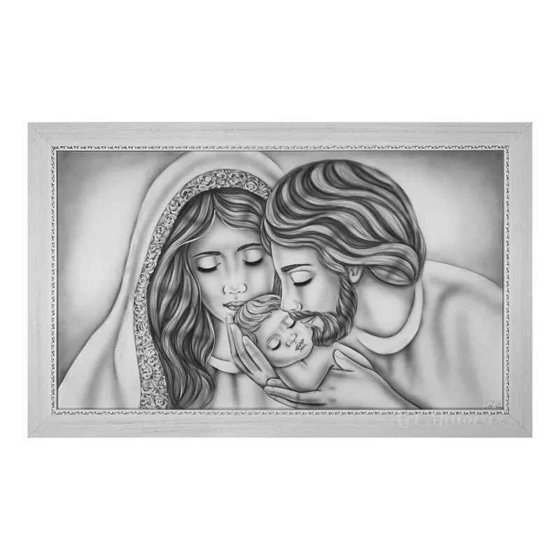 Di Tendenza Capezzale sacra famiglia dipinta a mano su tela "Nido d‘Amore Romantico" 110x65