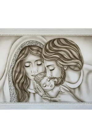 Capezzale con sacra famiglia dipinta a mano "Nido d‘Amore Romantico" 110x65 Promo Stagionale