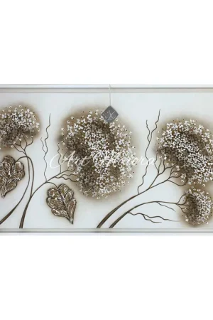 Quadro moderno a tema floreale dipinto a mano su tela "Otensie" 130x70 Prezzo Basso