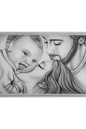 Capezzale con sacra famiglia dipinta a mano su tela "Gaia" 110x65 Promozione