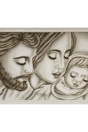 Capezzale con sacra famiglia dipinta a mano su tela in cotone "Tenerezza" 110x65 Bestseller