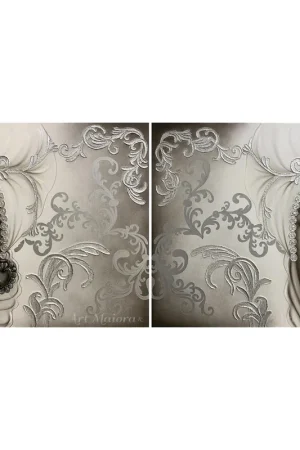 Set 2 pezzi quadri moderni con teste di moro su tela "Mori King" 80x80 Di Tendenza