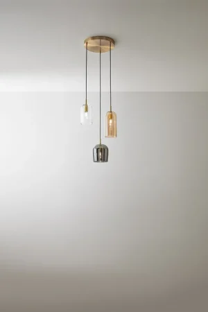 Acquista Ora Lampada a sospensione con 3 diffusori in vetro dal design moderno ed elegante - 40W - IP20