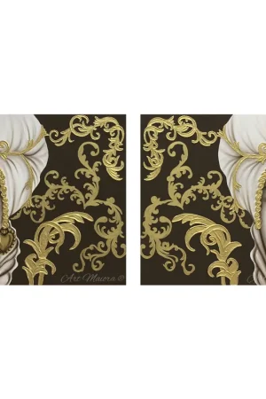 Prezzo Di Fabbrica Set 2 pezzi quadri dipinti a mano su tela in cotone "Mori King" 80x80