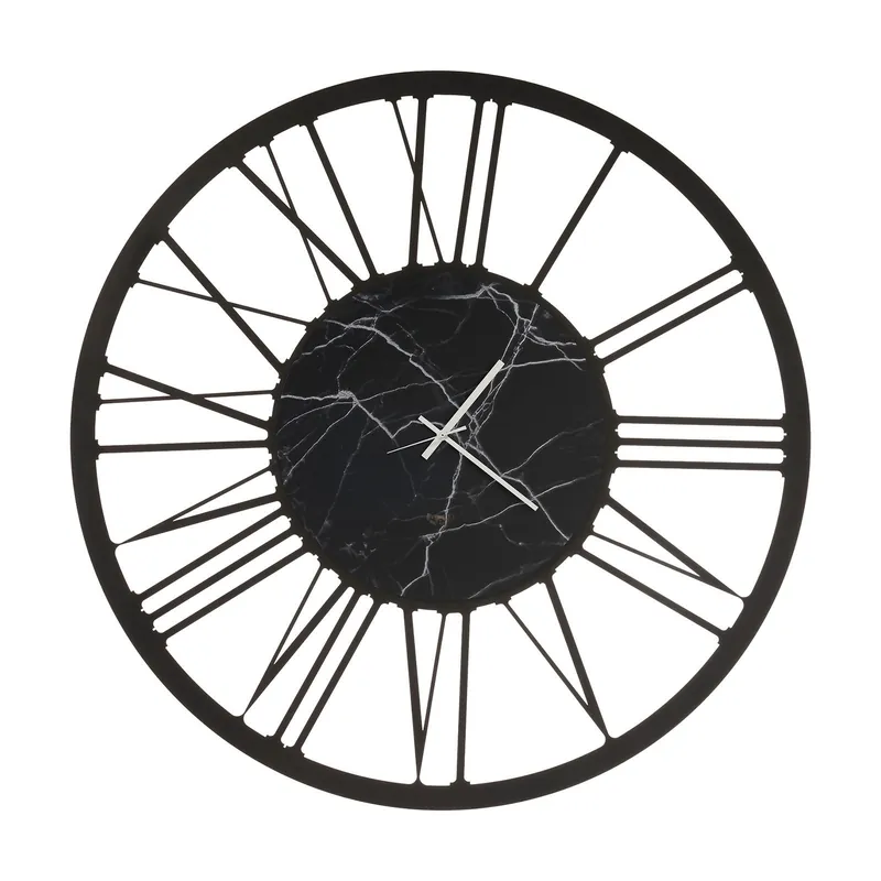 Compra Adesso Orologio da parete in metallo con numeri romani e finitura marmo design moderno