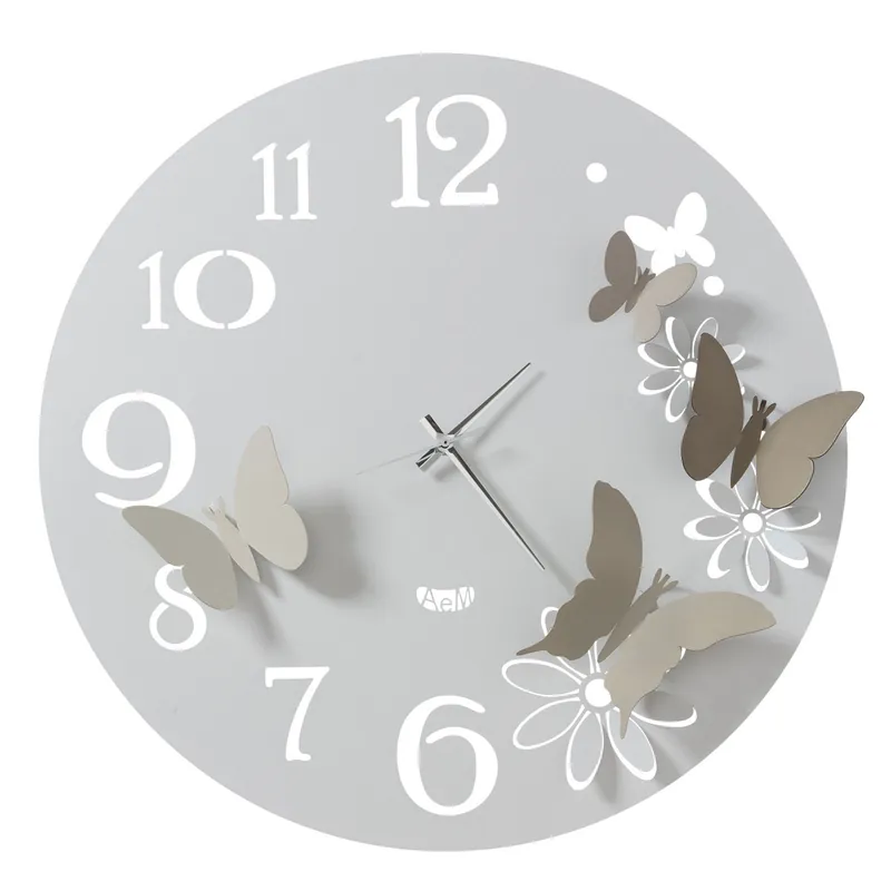 Offerta Lampo Orologio da parete in metallo con farfalle decorative dal design moderno