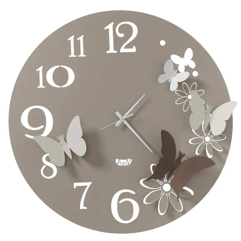 Occasione Imperdibile Orologio da parete in metallo con farfalle decorative dal design moderno