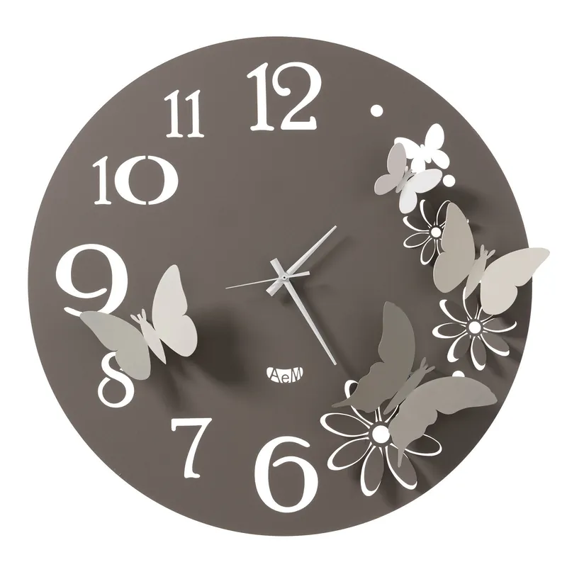 Orologio da parete in metallo con farfalle decorative dal design moderno Solo Oggi