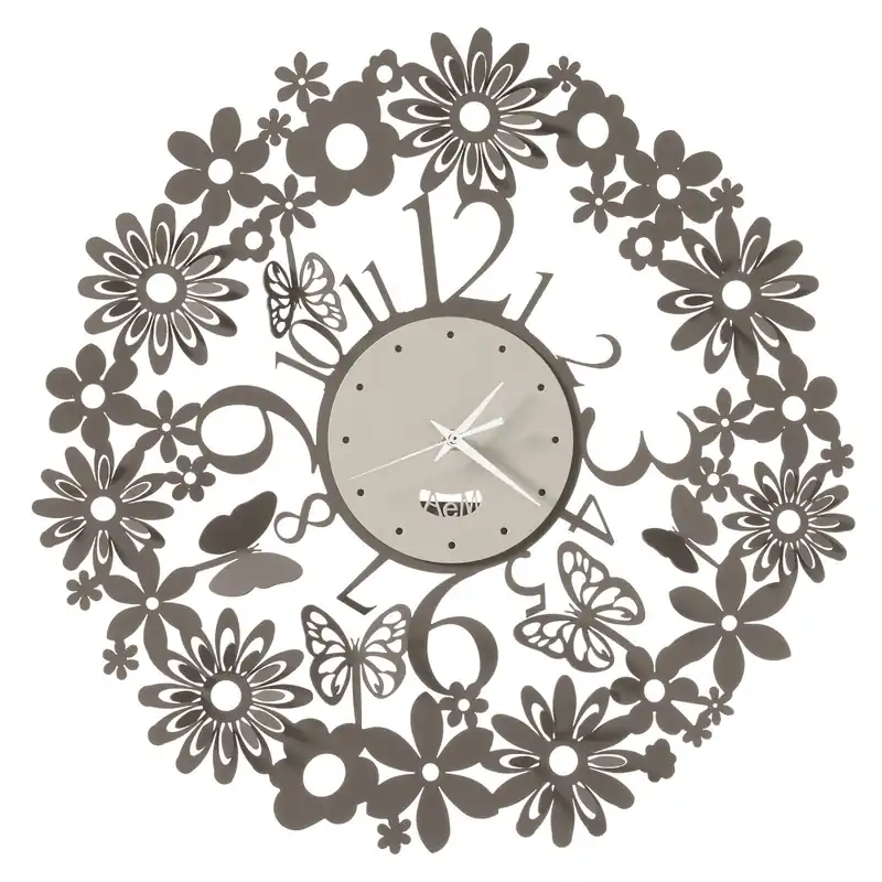 Prezzo Ridotto Orologio da muro in metallo con fiori e farfalle dal design moderno ed elegante