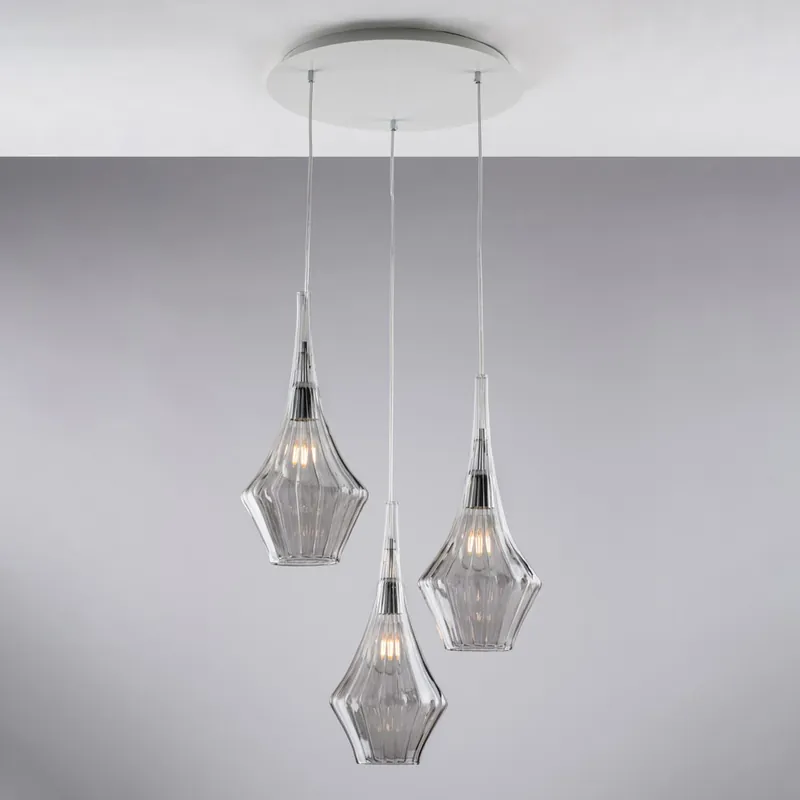 Nuova Collezione Lampada a sospensione con 3 diffusori pendenti in vetro dal design moderno - 55W - IP20