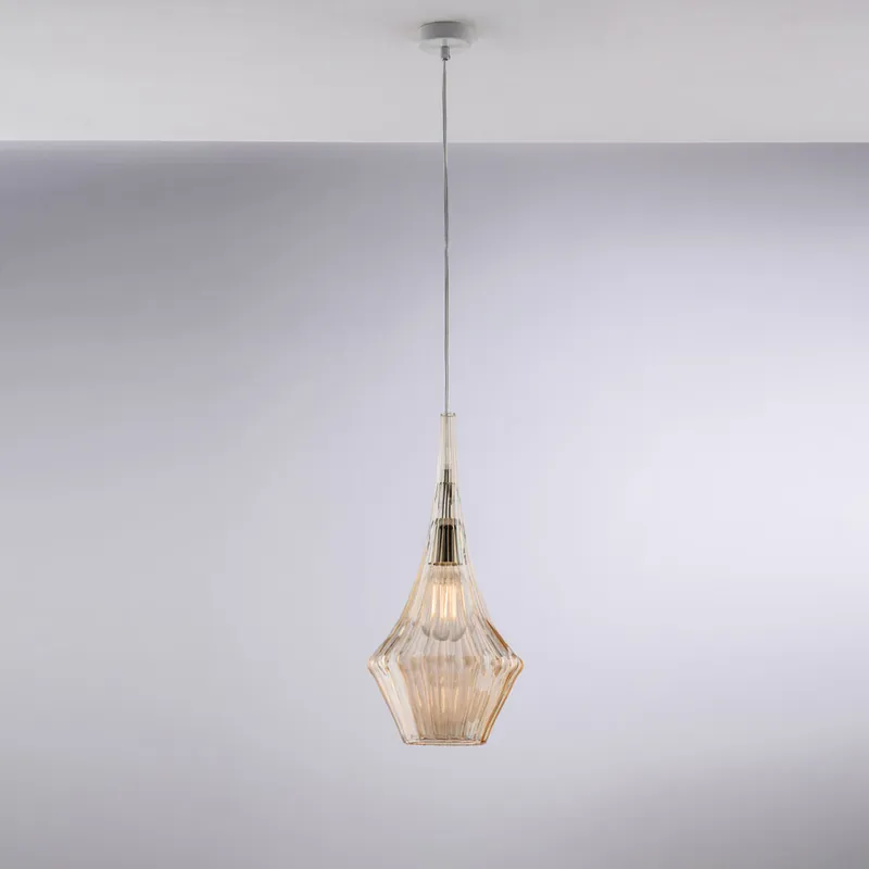 Lampada a sospensione con singolo diffusore in vetro dal design moderno - 55W - IP20 Pagamento Sicuro