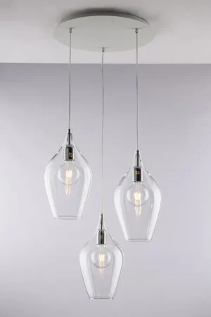 A Buon Prezzo Lampada a sospensione con 3 diffusori pendenti in vetro dal design moderno - 55W - IP20