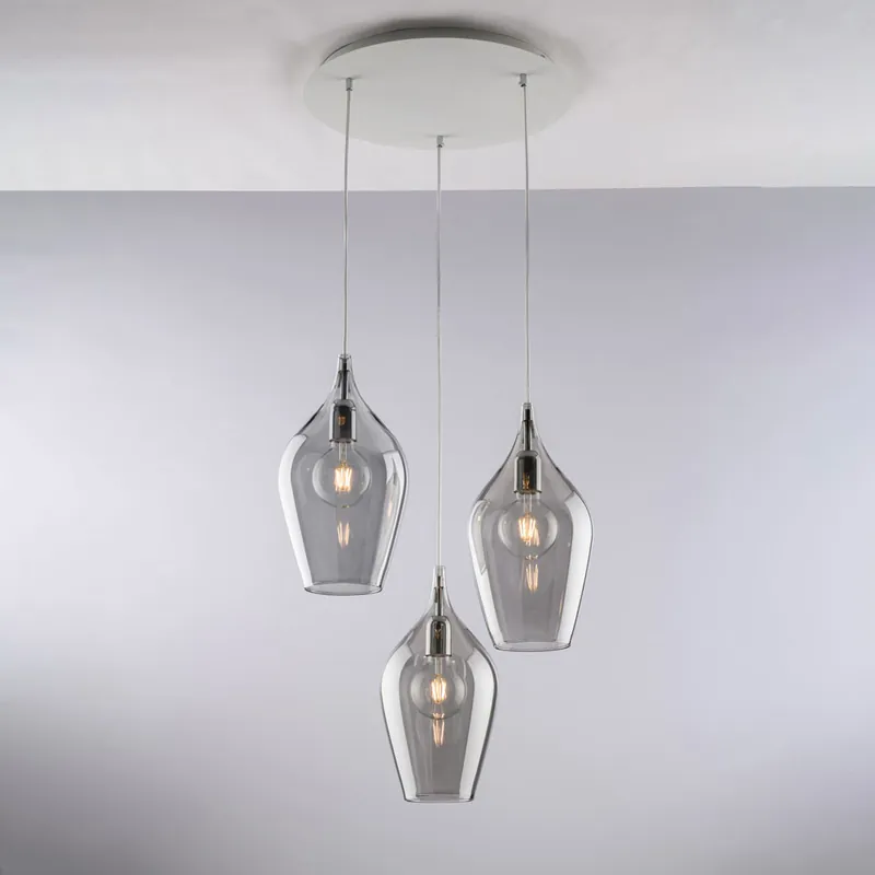 Lampada a sospensione con 3 diffusori pendenti in vetro dal design moderno - 55W - IP20 Ultime Pezzi