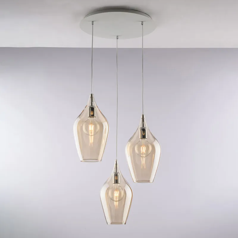 Lampada a sospensione con 3 diffusori pendenti in vetro dal design moderno - 55W - IP20 Spedizione Espresso