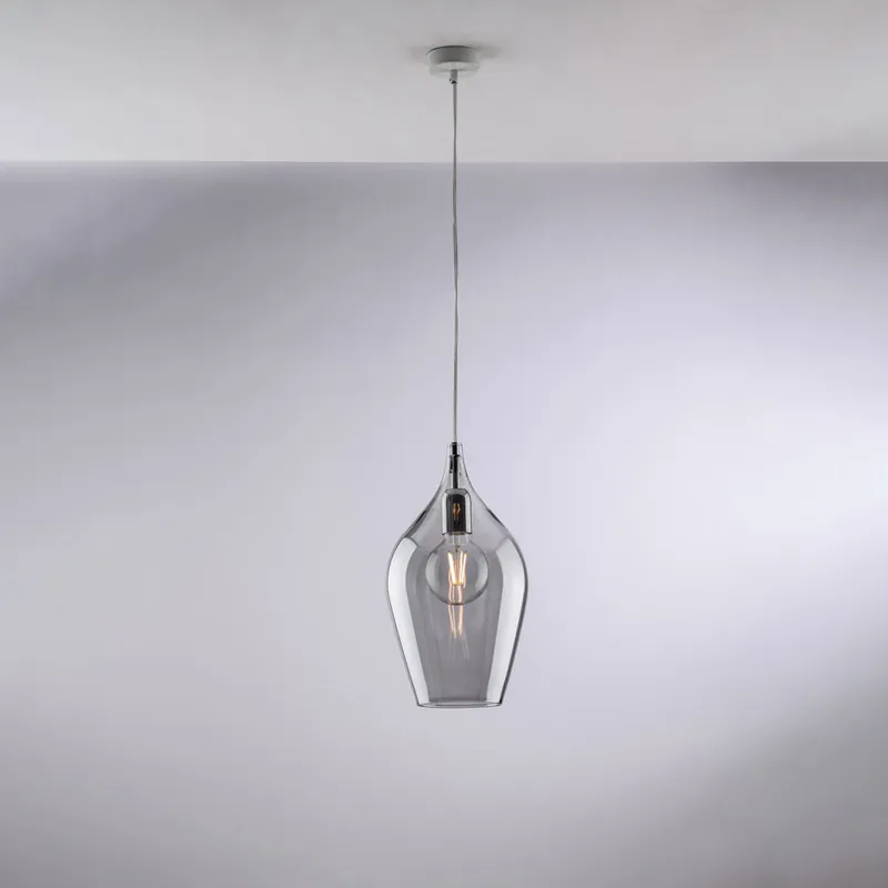 Popolare Lampada a sospensione con singolo diffusore in vetro dal design moderno - 55W - IP20