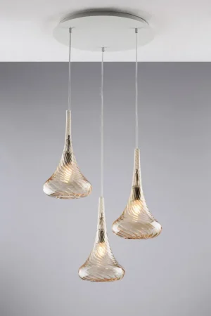 Acquista Ora Lampada a sospensione con 3 diffusori pendenti in vetro dal design moderno - 55W - IP20