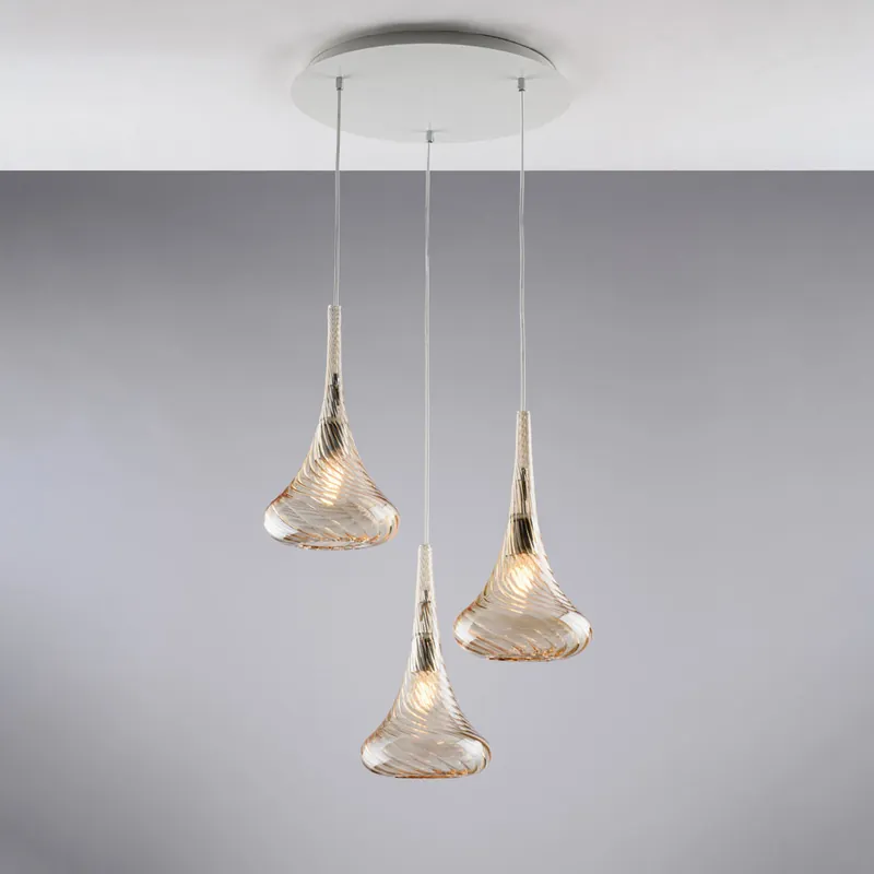 Acquista Ora Lampada a sospensione con 3 diffusori pendenti in vetro dal design moderno - 55W - IP20