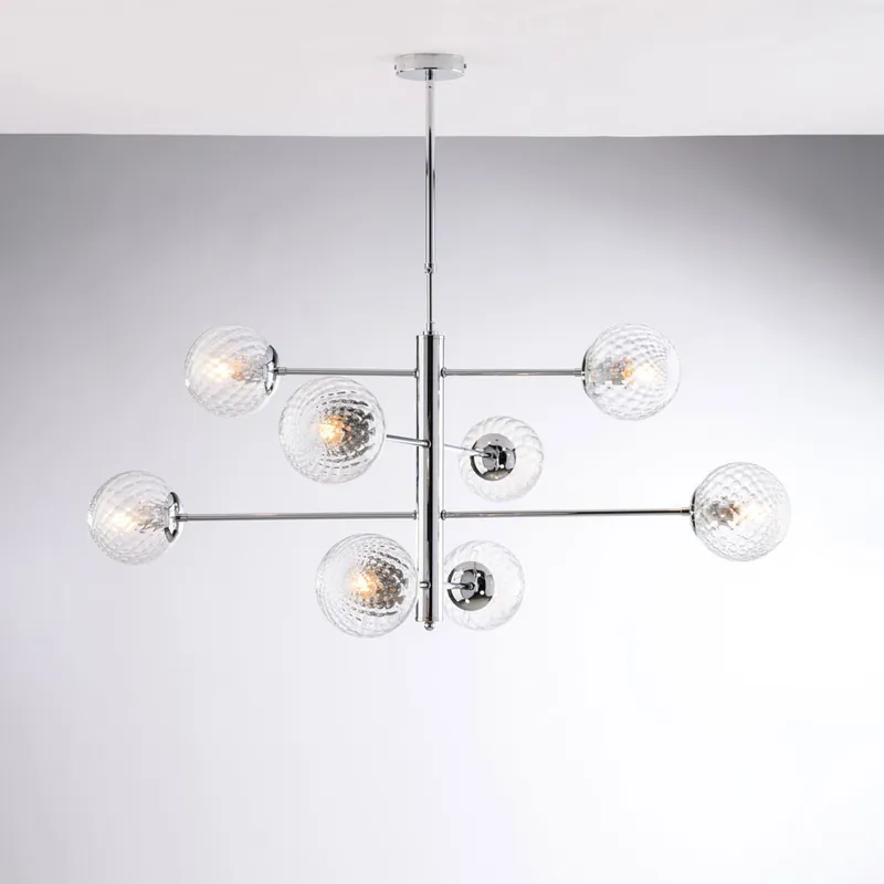 Lampadario grande in metallo con 8 diffusori dal design moderno ed elegante - 42W - IP20 Di Tendenza