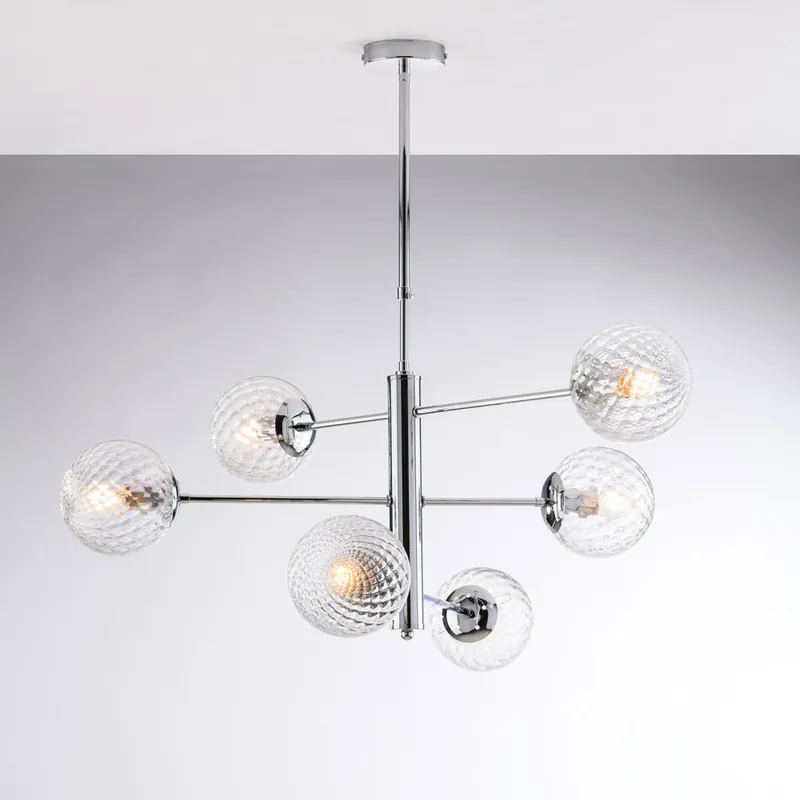 Lampadario grande in metallo con 6 diffusori dal design moderno ed elegante - 42W - IP20 Offerta Del Giorno