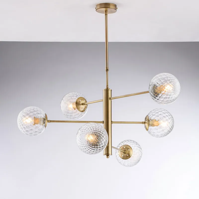 Compra Adesso Lampadario grande in metallo con 6 diffusori dal design moderno ed elegante - 42W - IP20