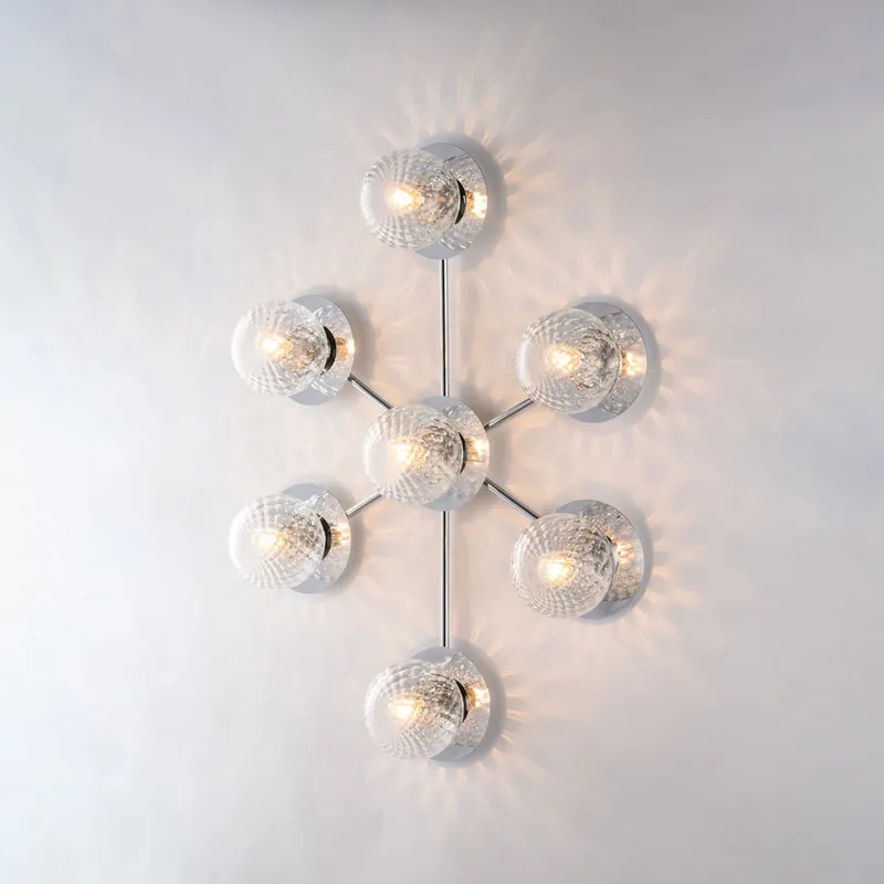 Lampada da soffitto grande in metallo con diffusori in vetro dal design moderno - 42W - IP20 Prezzo Basso