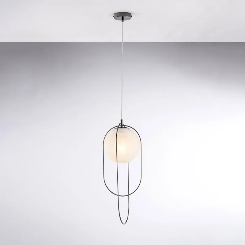 Lampada a sospensione moderna con struttura in metallo e diffusore in vetro - 55W - IP20 Popolare